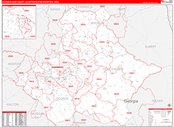 Athens-Clarke County Metro Area Wall Map Red Line Style 2026